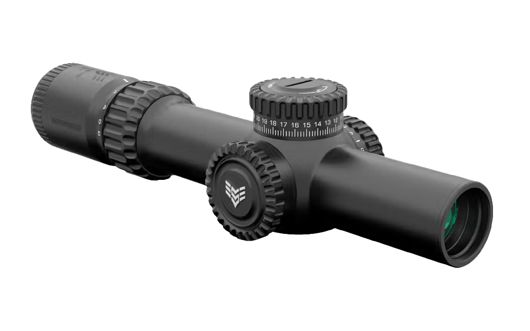 Swampfox Optics Warhorse 1-6x24mm 34mm Tube FFP LPVO Riflescope - Red Dragoon MOA Reticle