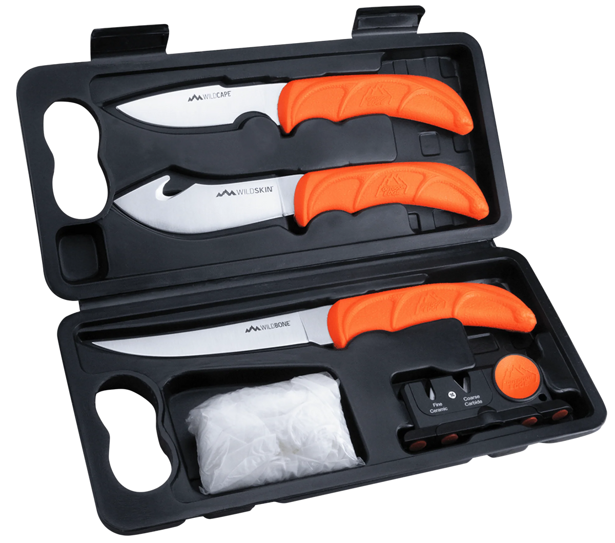 Outdoor Edge WildLite 6-Piece Game Processor Kit Fixed Boning/Caper/Skinner 420J2 SS Blaze Orange TPR Handle