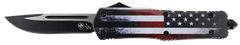 Templar Knife LUS331 Gen II US Flag Large 3.5" OTF Drop Point Plain 440C Black Oxide Stonewashed Blade 5.25" US Flag Aluminum Handle