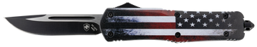 Templar Knife LUS331 Gen II US Flag Large 3.5" OTF Drop Point Plain 440C Black Oxide Stonewashed Blade 5.25" US Flag Aluminum Handle