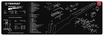 TekMat Ruger 10/22 Cleaning Mat 12"x36" Black / White Rubber with Parts Diagram
