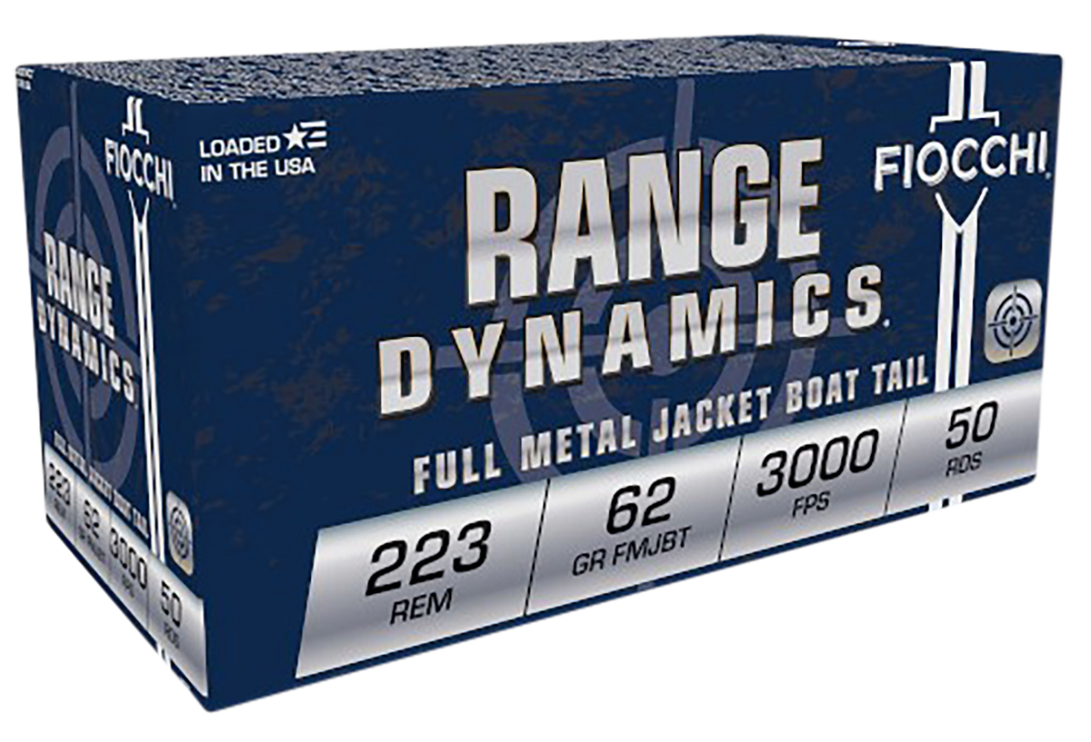 Fiocchi Range Dynamics .223 Rem 62gr FMJ Boat Tail 50 Rd - Box or Case