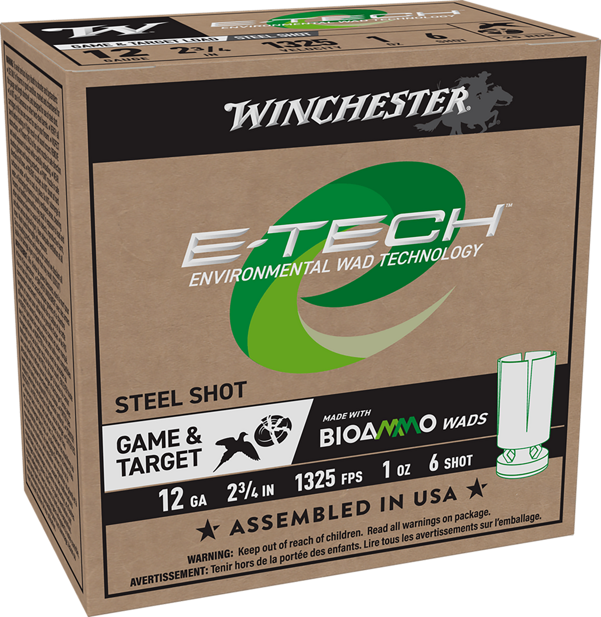 Winchester Ammo E-Tech 12 Gauge 2.75" 1 oz #6 Shot 25 Rd - Box or Case