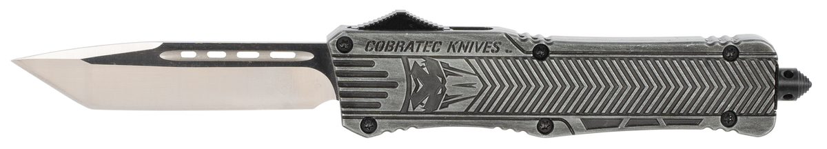 CobraTec Knives CTK-1 Large 3.75" OTF Tanto Plain D2 Steel Stonewashed Aluminum Handle
