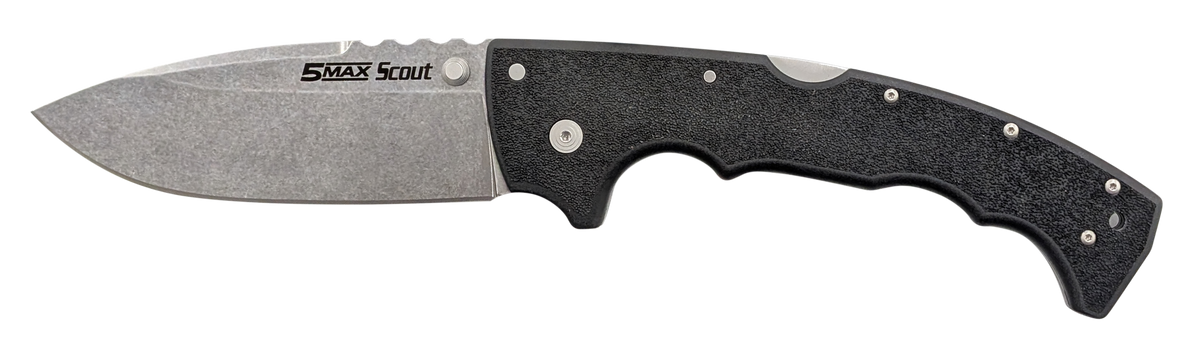 Cold Steel 5 Max Scout 5" Folding Drop Point AUS-10 SS Stonewashed Black GFN Handle