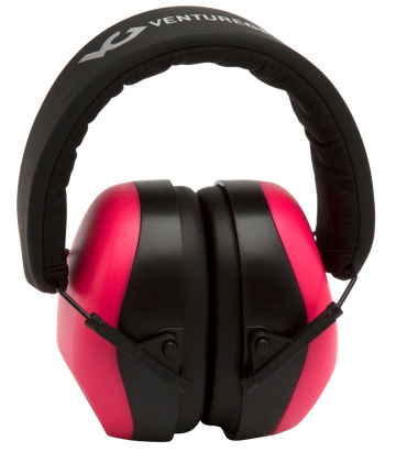 Pyramex Venture Gear V80 Muff 26 dB Over the Head Earmuffs w/32 dB Foam Earplugs - Orange/Pink/Black