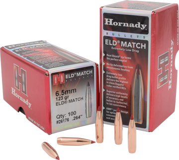 Hornady ELD Match 6.5mm .264 123 gr Reloading Bullets - 100/Box