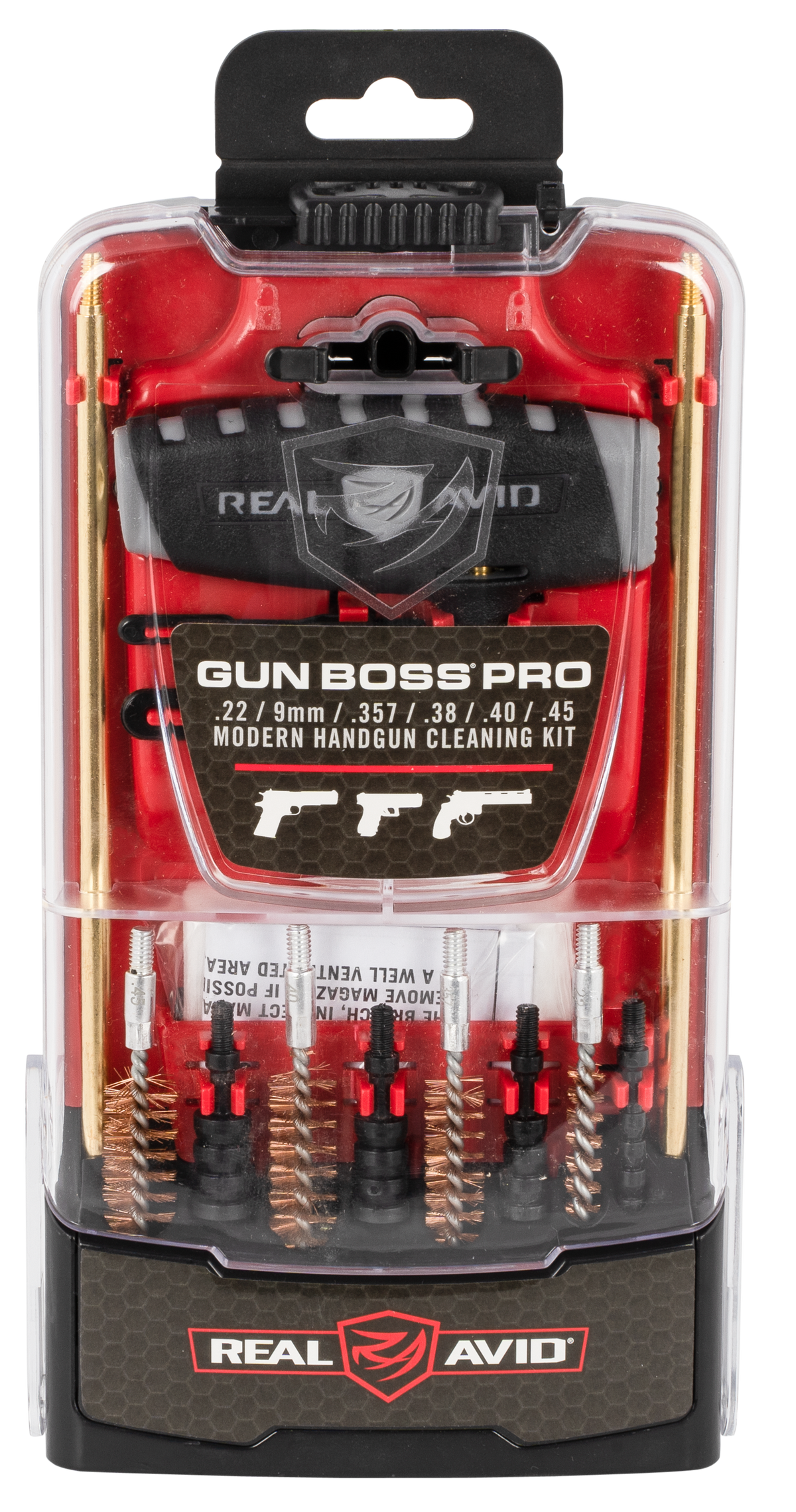 Real Avid Gun Boss Pro Pistol Cleaning Kit Multi-Caliber .22-.45 with Case