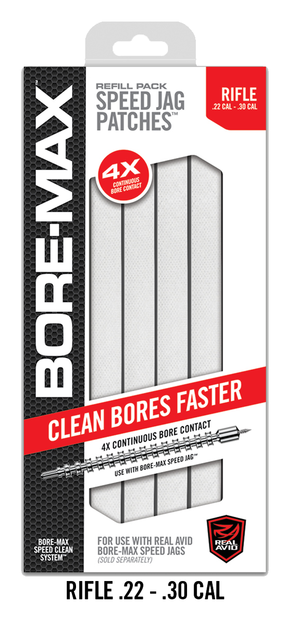 Real Avid Bore-Max Speed Jag Patches 30/22 Cal 8" 250/Box