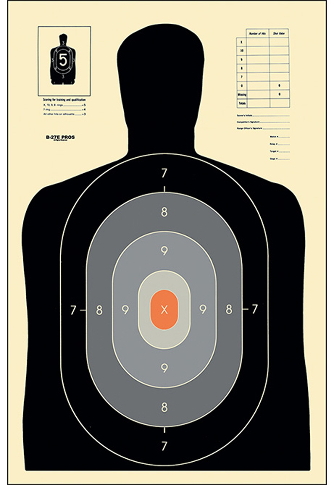 Action Target B-27 Pros Qualification Silhouette Paper Hanging Target 23" x 35" 100/Box