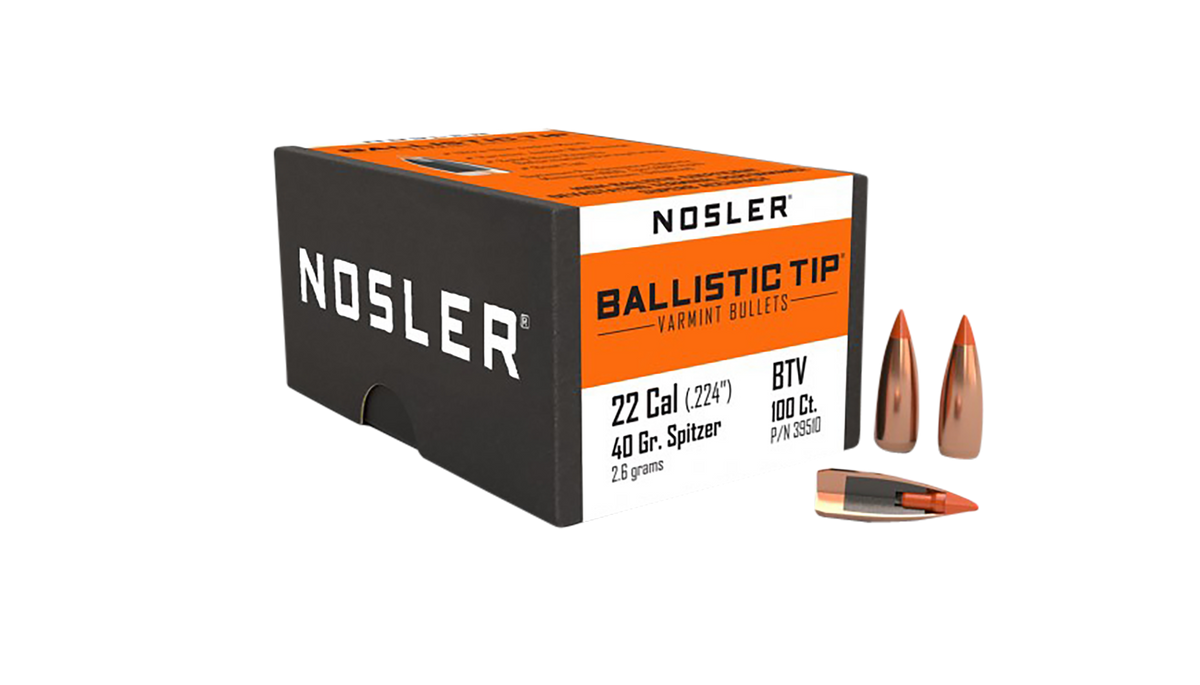 Nosler Ballistic Tip Varmint 22 Caliber (.224) 40gr Spitzer Point 100/Box