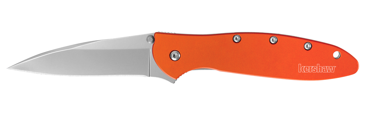 Kershaw Leek 1660OR 3" Folding Drop Point 14C28N Plain Edge Orange Anodized Aluminum