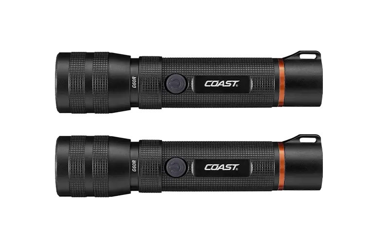 COAST G60R 1000 Lumen USB-C Rechargeable LED Flashlight 6.69" Aluminum IP67 2-Pack