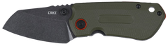 Columbia River CRKT 6277 Overland Compact 2.24" Folding Plain D2 Stonewashed Green/Orange G10/SS Handle