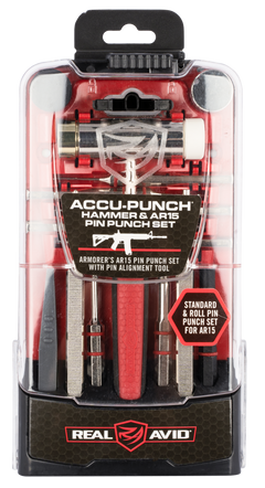 Real Avid Accu-Punch Hammer & AR-15 Pin Punch Set - Red Rubber Handle