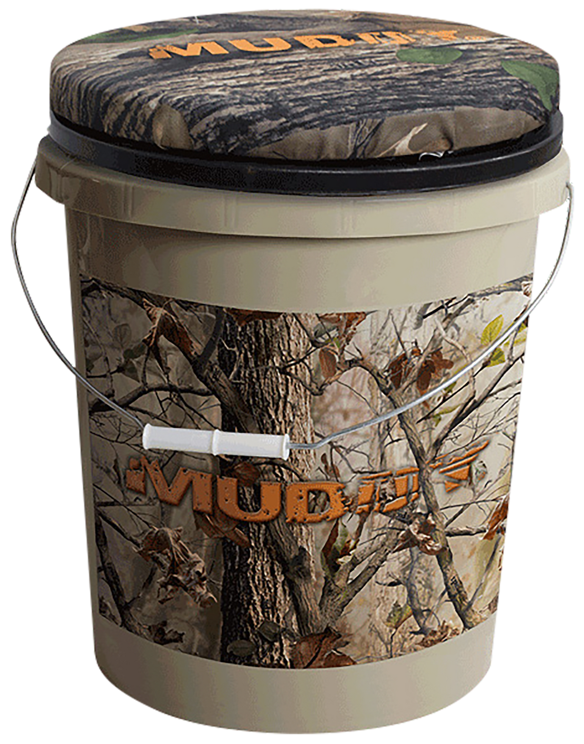 Muddy Spin-Top Bucket Seat 5 Gallon Swivel Hunting Seat - Camo