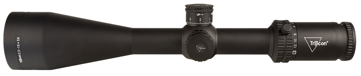 Trijicon Credo 2.5-15x56mm 30mm Tube LED Illuminated Red MRAD Center Dot Riflescope - Matte Black