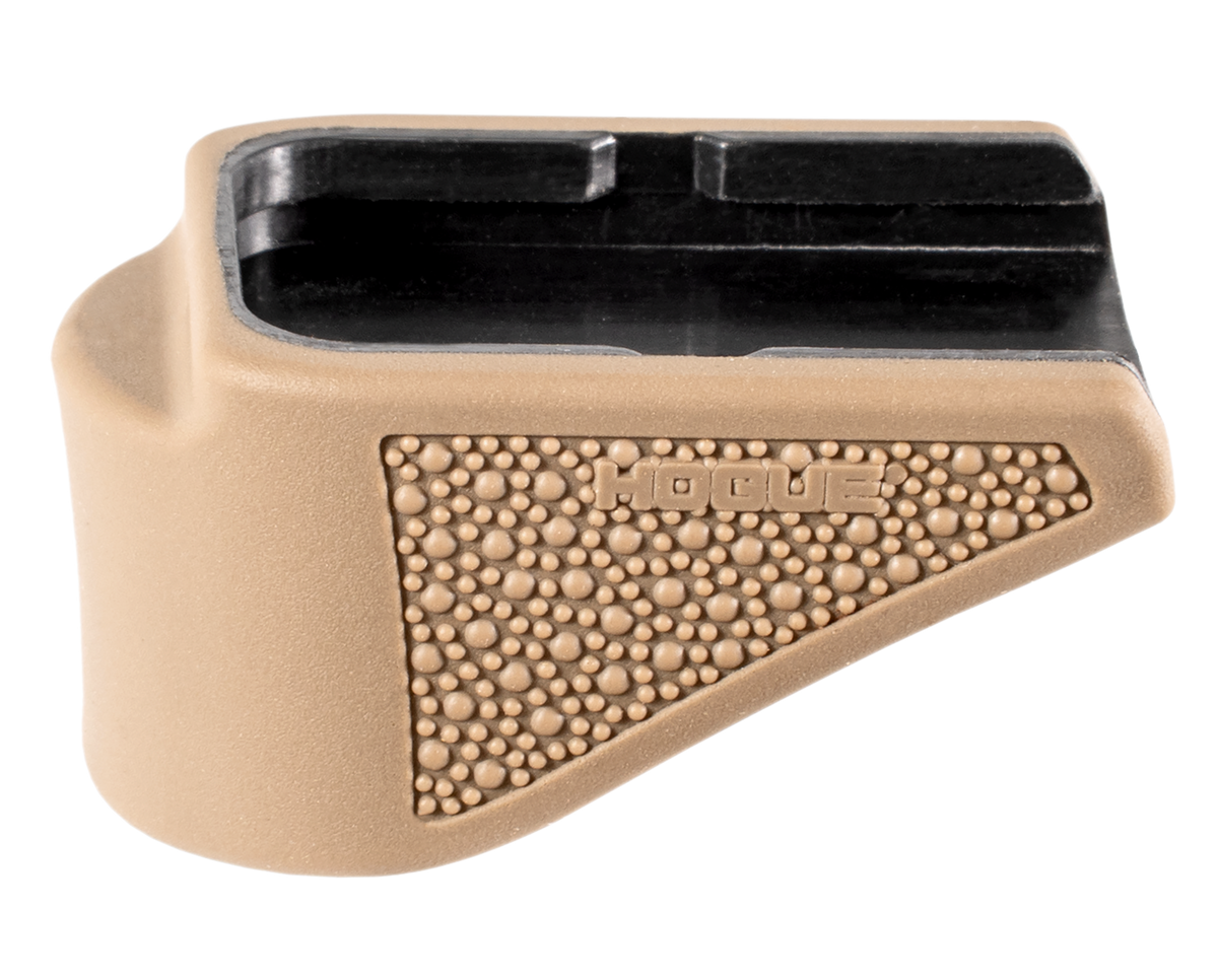 Hogue OverMolded Rubber Grip Extension Base Pad FDE - Fits Glock 26 9mm 10-Rd Magazine