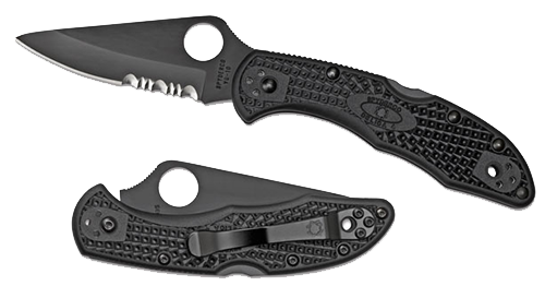 Spyderco Delica 4 Lightweight 2.88" Part Serrated Black TiCN VG-10 FRN Folding Knife