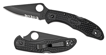 Spyderco Delica 4 Lightweight 2.88" Part Serrated Black TiCN VG-10 FRN Folding Knife