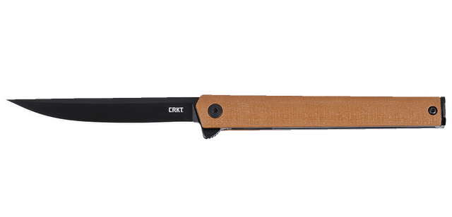 Columbia River CRKT 7097DKC CEO Flipper 3.35" Folding Plain Black EDP AUS-8A Desert Tan GRN Knife