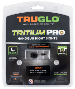 TruGlo Tritium Pro TG231G1MC Glock MOS 17/19/34/35/45 Low Night Sights - Green Tritium / Orange Outline