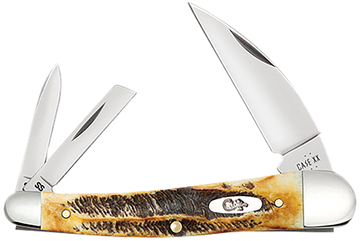 Case Seahorse Whittler 4 in Closed 3-Blade Folding Knife - BoneStag