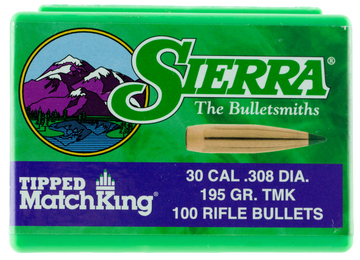 Sierra Tipped MatchKing 30 Cal .308 195gr Polymer Tipped Reloading Bullets - 100/Box