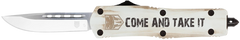 CobraTec Knives FS-3 Come And Take It 3" OTF Tanto Plain D2 Steel White Aluminum Handle