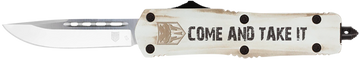 CobraTec Knives FS-3 Come And Take It 3" OTF Tanto Plain D2 Steel White Aluminum Handle