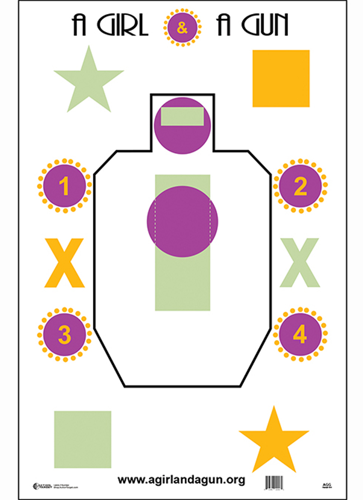 Action Target AGG100 A Girl & A Gun Training IDPA Silhouette Paper Target 23" x 35" Multi-Color 100/Box