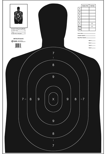Action Target B-27E Economy Qualification Silhouette Paper Hanging Target 23" x 35" Black/White 100/Box