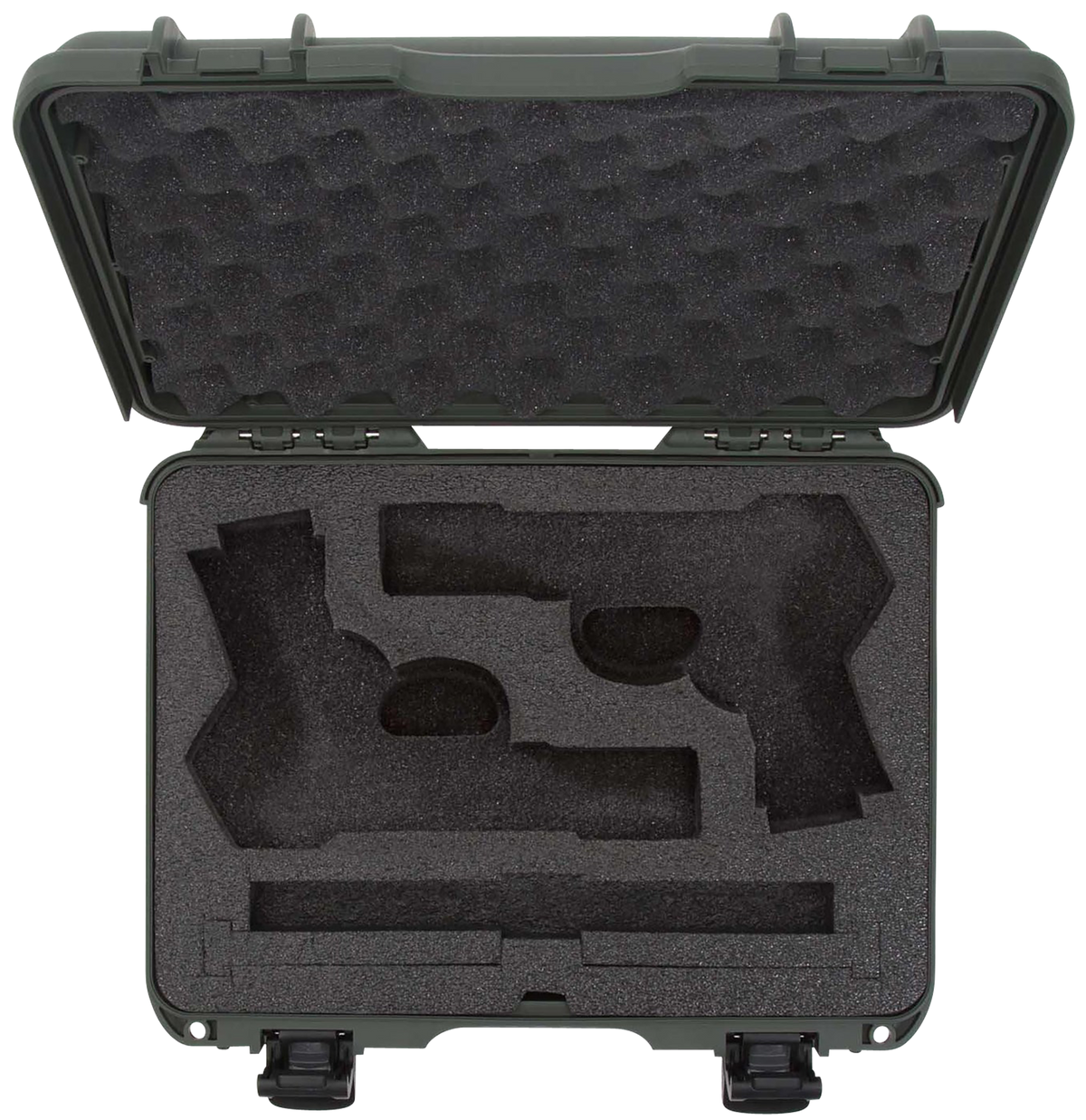 Nanuk 910 Classic 2-Up Pistol Case - Olive Polymer w/ Latches & Closed-Cell Foam