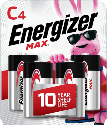 Energizer E93BP4 MAX C 1.5V Alkaline Batteries (4-Pack) - Black / Silver