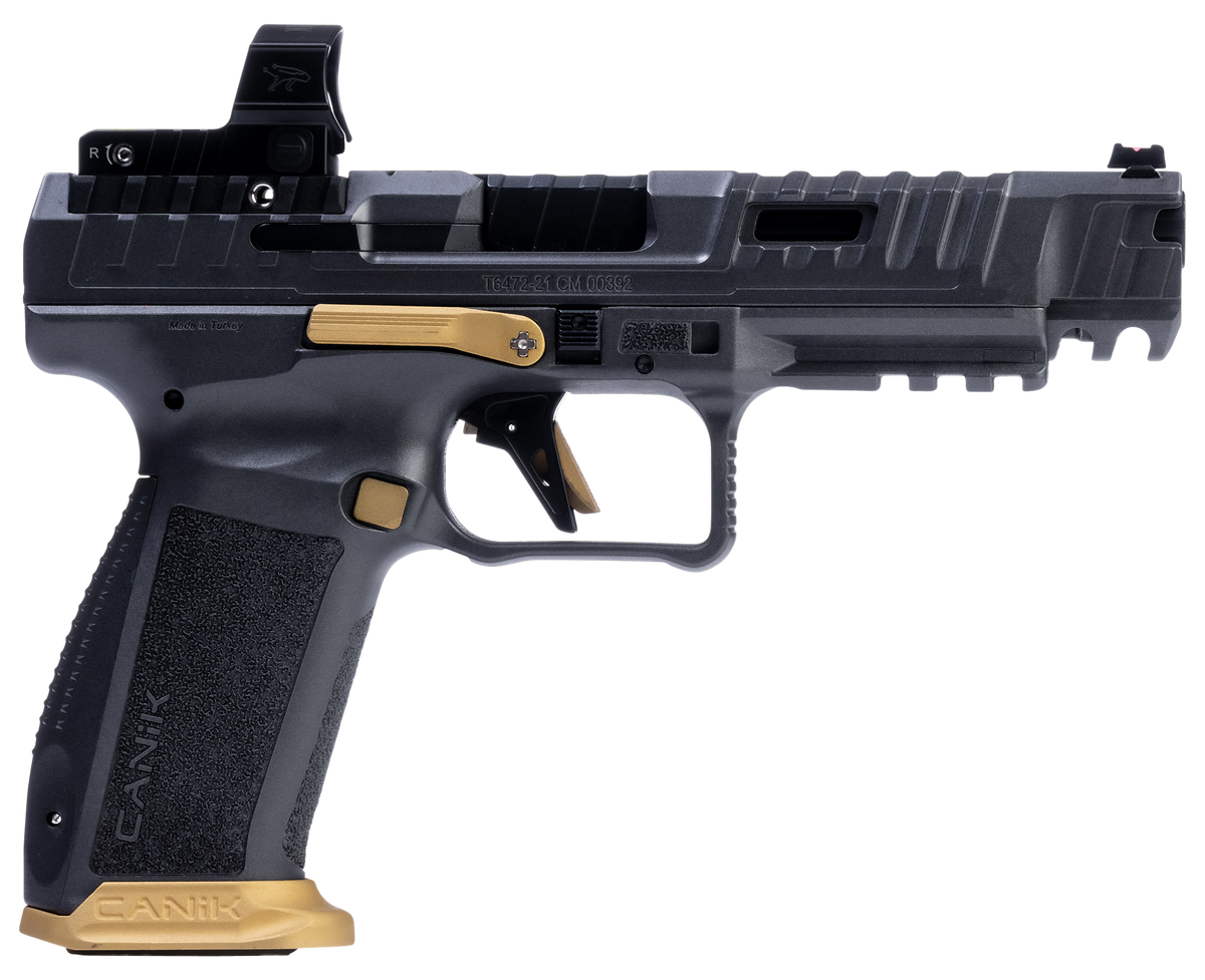 Canik SFx Rival 9mm Luger 5" 18+1 Semi-Auto Pistol w/MO2 Optic - Gray/Gold