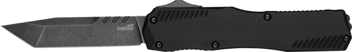 Kershaw Livewire 9000T 3.30" OTF Automatic Tanto Plain Black DLC CPM MagnaCut - Black Anodized Aluminum Knife