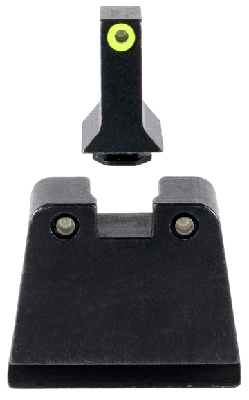Trijicon GL243 Suppressor/Optic Height Night Sight Set Green Tritium Yellow Outline Front / Green Tritium Black Outline Rear - Glock 42/43/43X/43E/48 Slim Frame