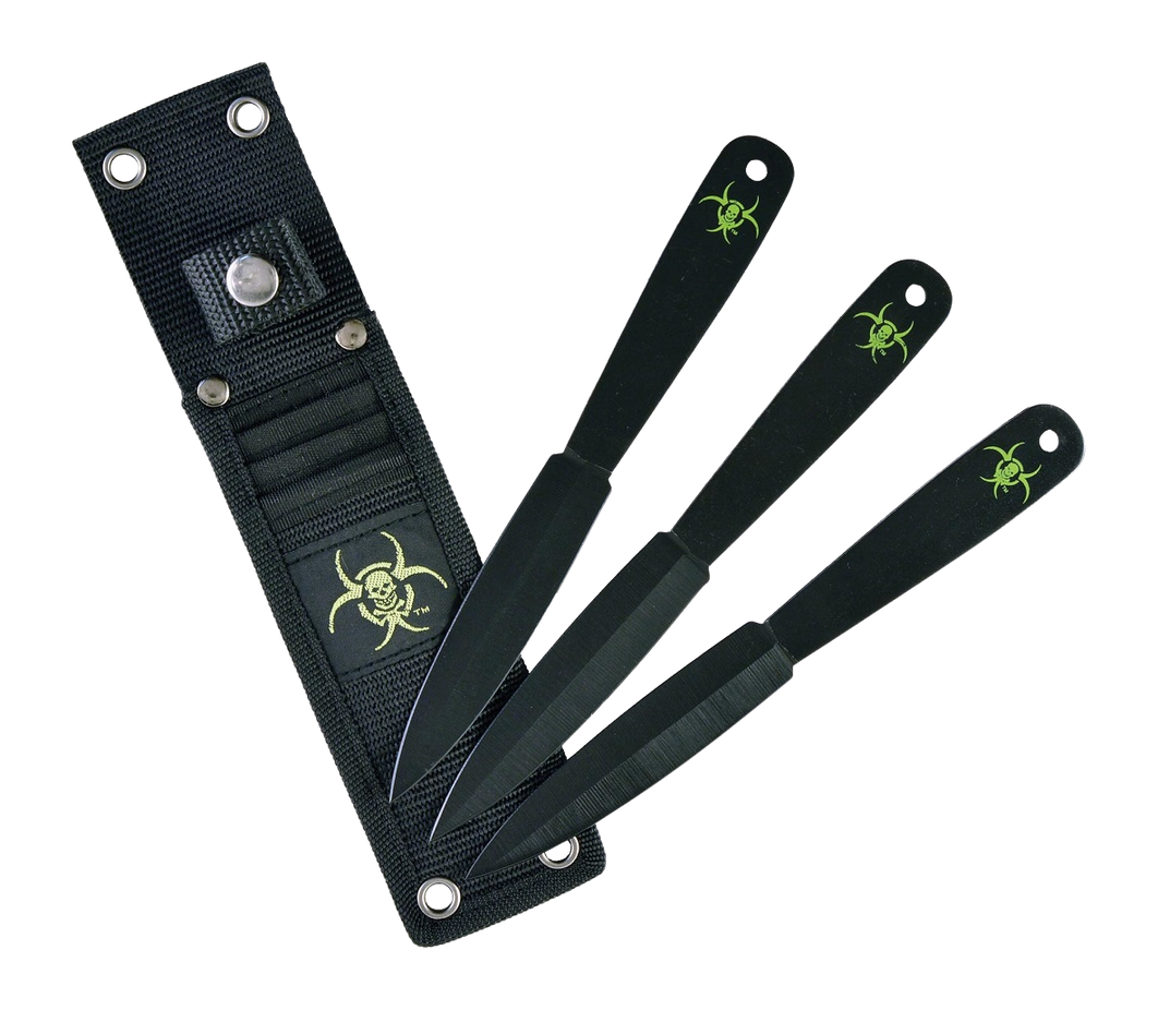 RYNOBLADE RUKO G-303B-CS S45C Carbon Steel 7-3/8" Double Edge Spear Point Throwing Knife Set - 3 Piece