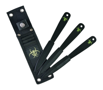 RYNOBLADE RUKO G-303B-CS S45C Carbon Steel 7-3/8" Double Edge Spear Point Throwing Knife Set - 3 Piece