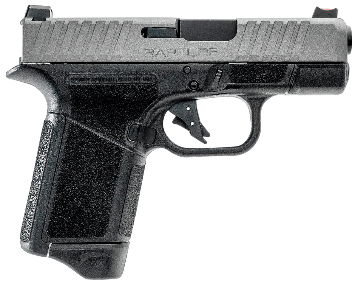 GForce Arms Rapture 9mm Luger 3.25" 12+1 Semi-Auto Pistol - Black Cerakote, Nickel Slide