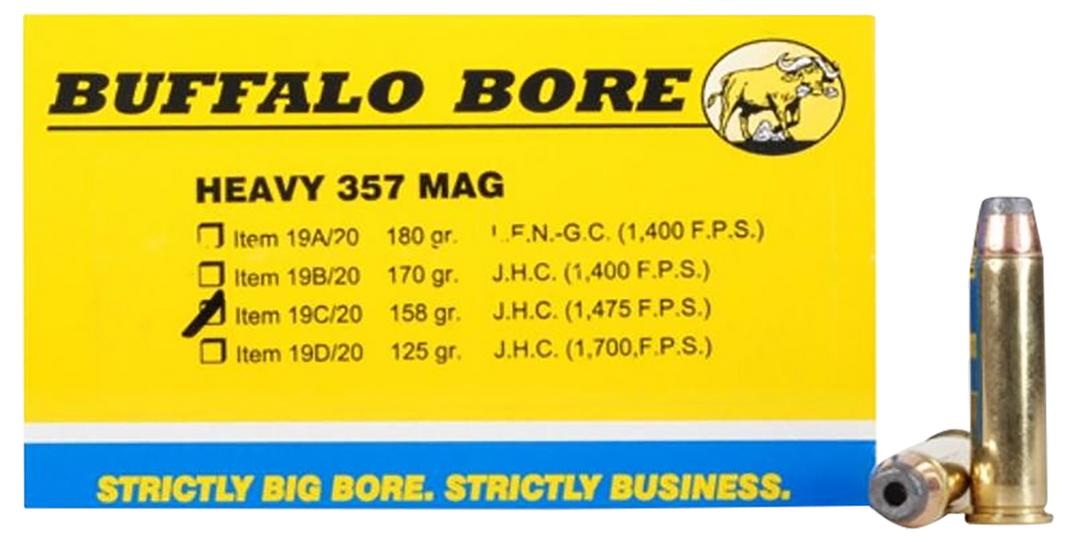 Buffalo Bore Ammunition 19C/20 Heavy Strictly Business 357 Mag 158gr Jacketed Hollow Point - Box or Case