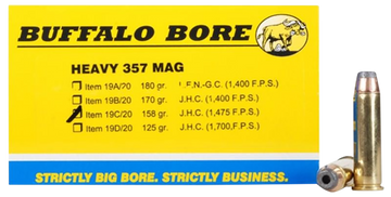 Buffalo Bore Ammunition 19C/20 Heavy Strictly Business 357 Mag 158gr Jacketed Hollow Point - Box or Case