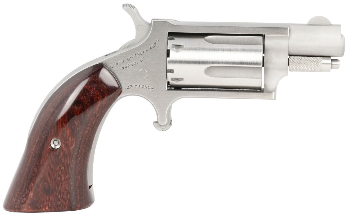 NAA 22MSGBG Mini-Revolver 22 WMR 1.13" 5rd Stainless Steel, Wood Boot Grip