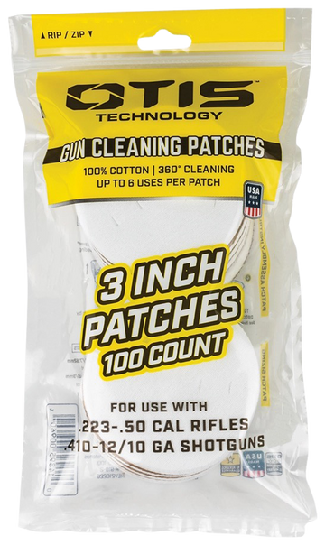 Otis All Caliber 3" Cotton Cleaning Patches 100 Per Pack