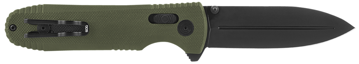 S.O.G Pentagon XR 3.60" Spear Point Plain Black TiNi CTS XHP / OD Green G10 Folding Knife