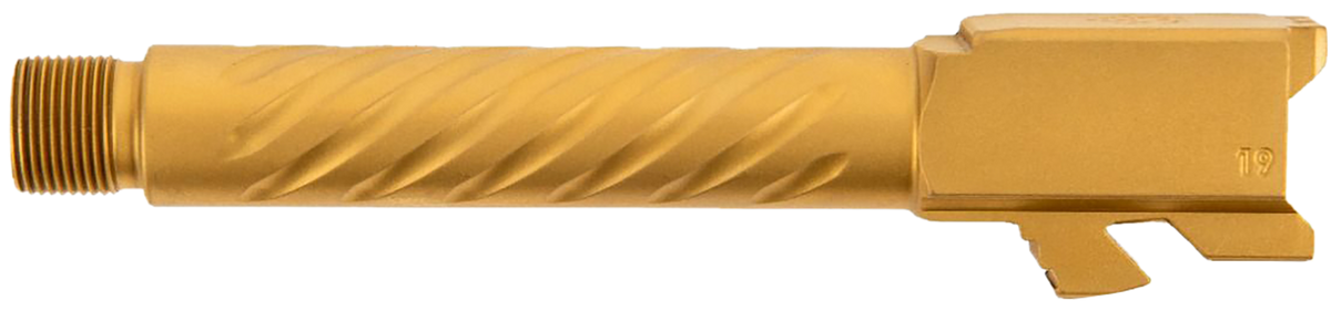 Ballistic Adv Premium Series 9mm Luger 4.5" Spiral Fluted Threaded Barrel - Gold PVD Stainless - Fits Glock 19 Gen 3-5