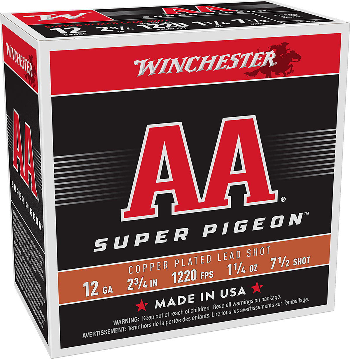 Winchester Ammo AA Super Pigeon 12 Gauge 2.75" 1 1/4 oz #7.5 Shot 25 Rd - Box or Case