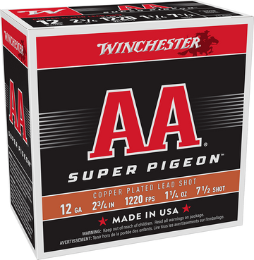 Winchester Ammo AA Super Pigeon 12 Gauge 2.75" 1 1/4 oz #7.5 Shot 25 Rd - Box or Case