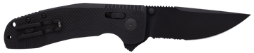 S.O.G SOG-TAC XR 3.39" Folding Clip Point Part Serrated Black TiNi D2 Steel G10 Handle