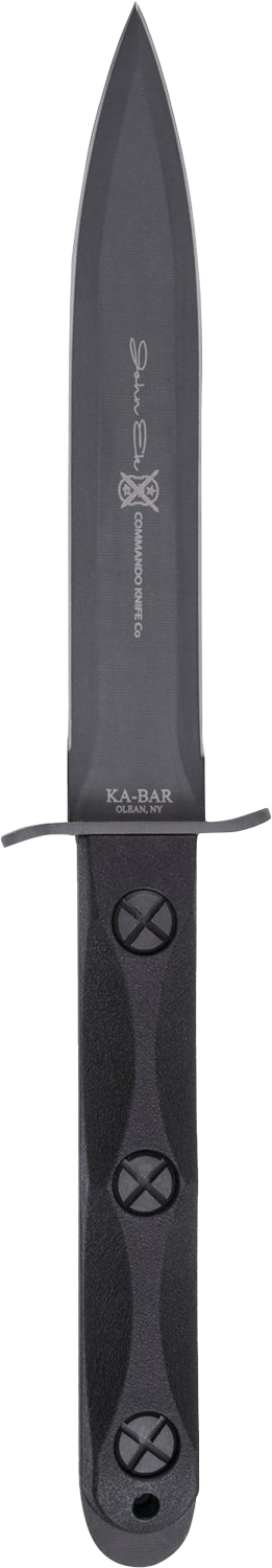 Ka-Bar EK44 Ek Model 4 Commando 6.63" Fixed Double Edge Spear Point Plain 1095 Cro-Van - Black GRN Handle